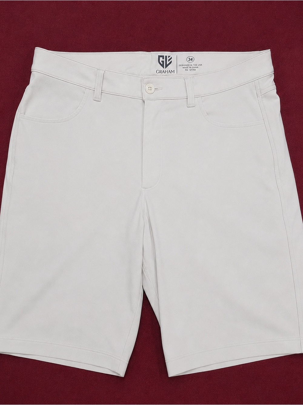 Graham Luxe Wren Men's Golf Performance Shorts | Size 34 Birch Off-White GL40022